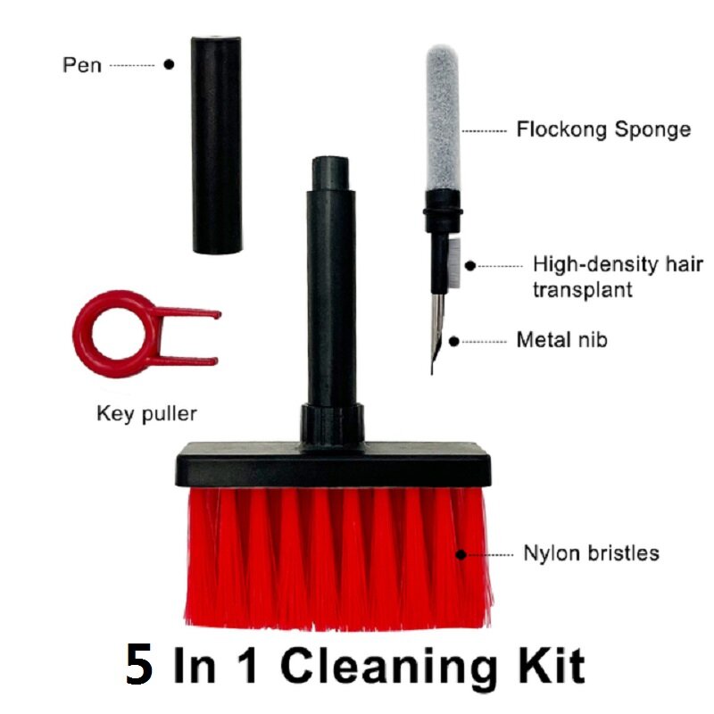Teclado Escova de Limpeza Kit para Fones de Ouvido Bluetooth, Extrator Keycap, Earbuds Cleaner, Case Cleaning Tools, Airpods Pro 1, 2, 3, 5 em 1