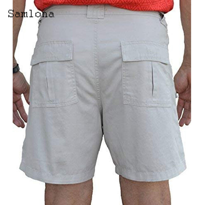 Men Outdoor Fashion Pockets Shorts 2023 Summer Beach Shorts Khaki White Male Casual Drawstring Half Panties Sexy Mens Clothing