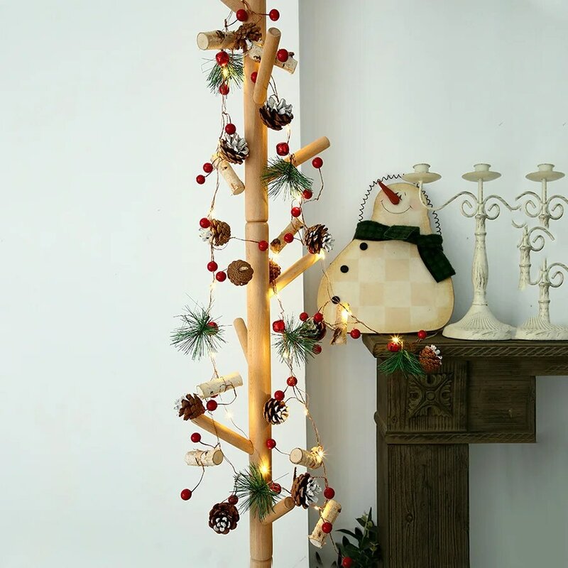 2m 20 led pinecones luz da corda de natal luzes guirlanda casamento vermelho berry bell luz de fadas para o natal decoração da árvore do feriado