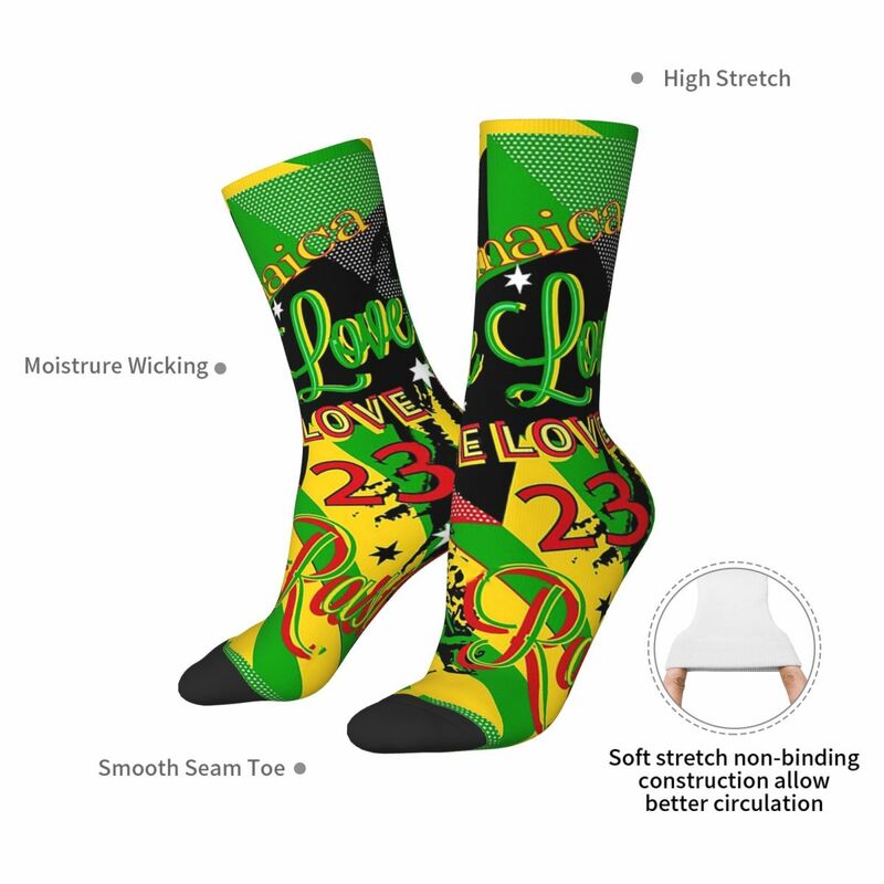 Jamaican Rasta One Love Party Socks Harajuku High Quality Stockings All Season Long Socks Accessories for Man's Woman's Gifts