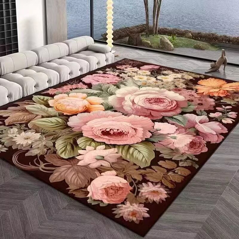 French Style Living Room Carpet Home Decoration Cloakroom Plush Rug Light Luxury Advanced Flowers Large Area Mat Ковер Tapis 러그