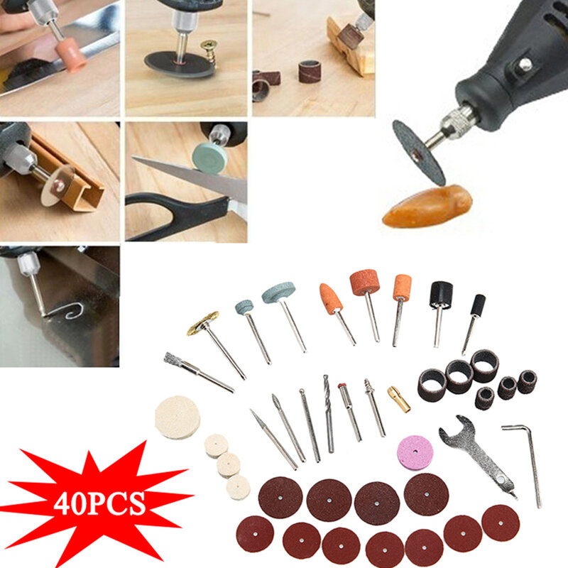 Cabezal abrasivo para pulir, kit de herramientas eléctricas, 40 piezas, Mini taladro eléctrico
