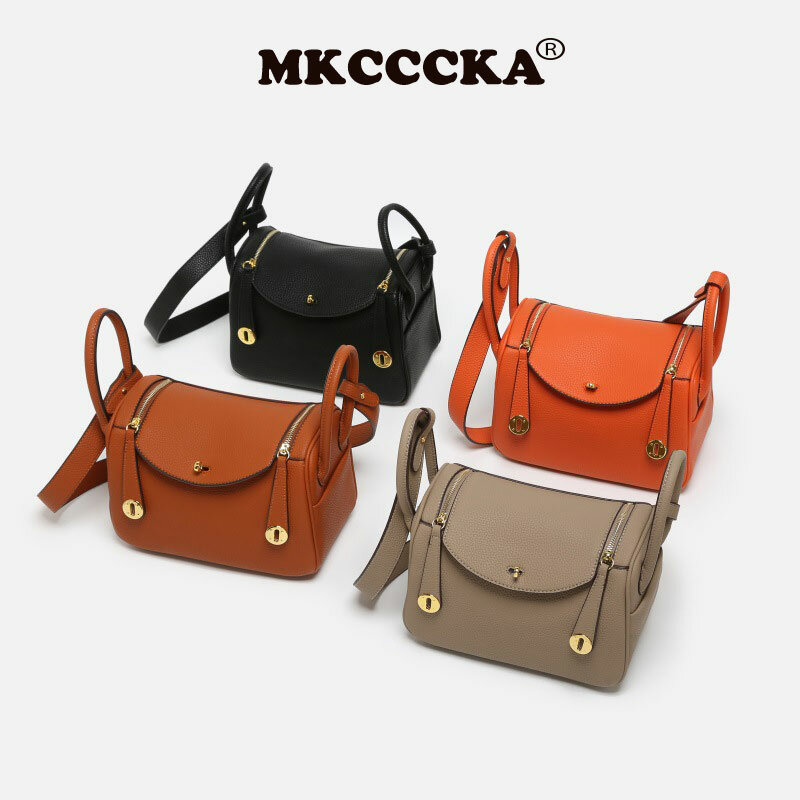 MKCCCKA New luxury  bag lychee pattern cowhide fashion all-match one-shoulder small square bag 2023 mini ladies bag Doctor Bag