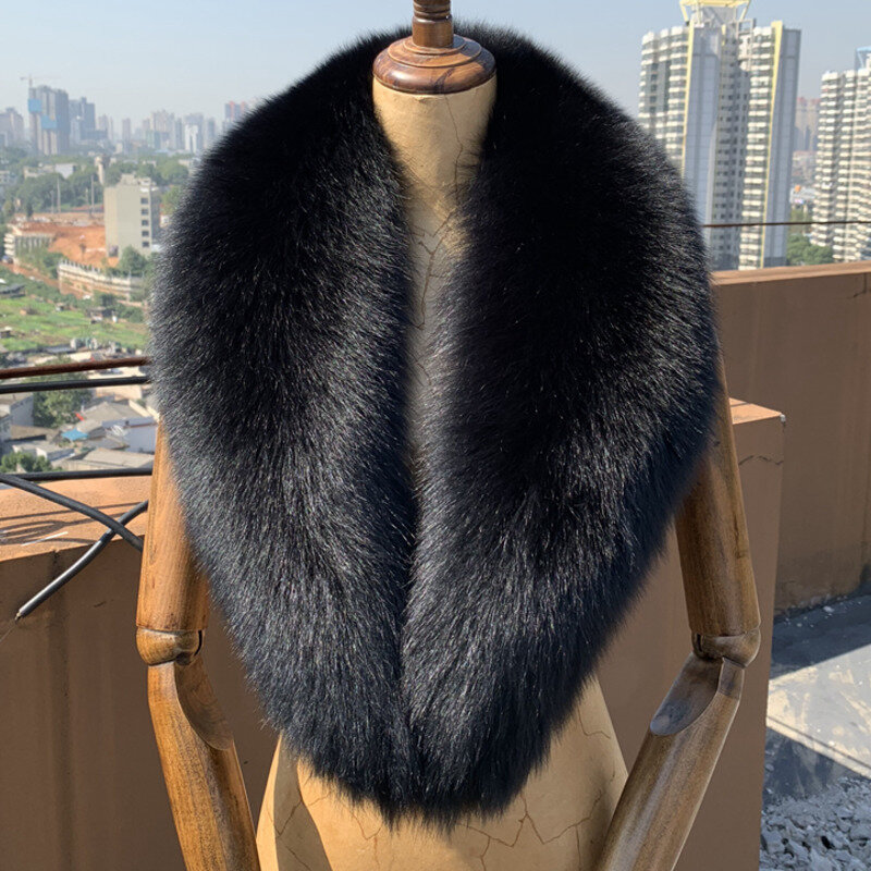 Real Fox Fur Collar For Women High Quality Fur Scarf Super Luxury Fashion Women Men Collar Jackets Hood Shawl Real Fur Hood Trim