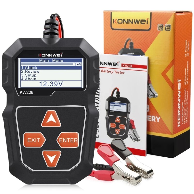 KONNWEI KW208 analizator baterii 12 woltów narzędzie akumulatorowe Tester akumulatora samochodowego 12 V 100 do 2000CCA Tester korbowego ładowania circutowego BM550