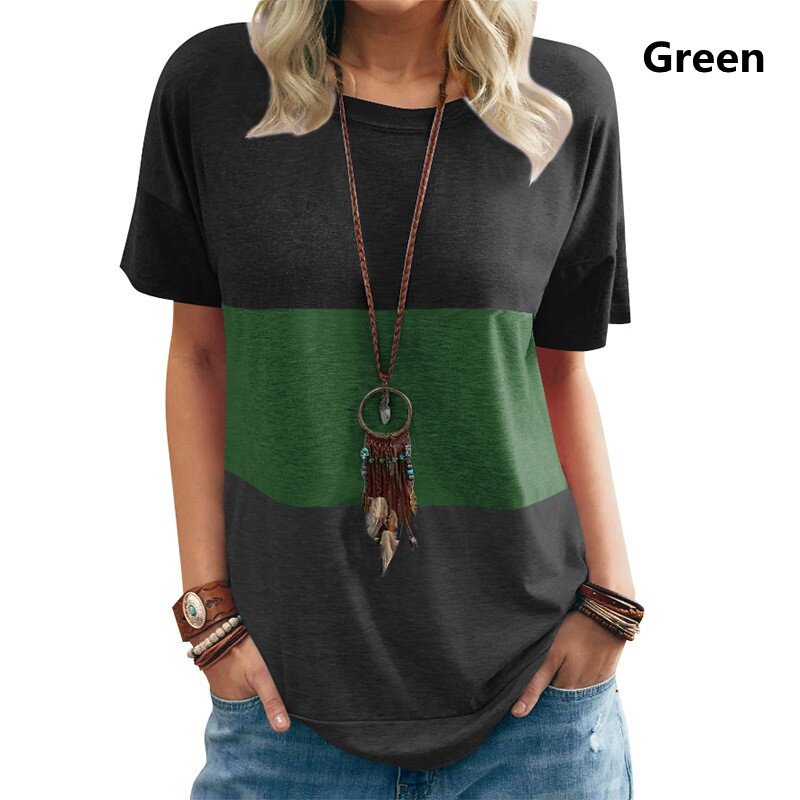 2023 Summer Women Tops Crew Neck T-shirts Fashion Casual New Clothes Loose all-match Solid Color Basic Tops Short Sleeve Jumper