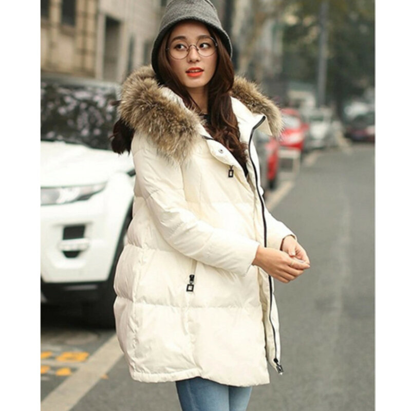 ผู้หญิง2023ใหม่แฟชั่นฤดูหนาวแจ็คเก็ตหนาเสื้อสุภาพสตรีเสื้อคลุมขนเป็ด Parka Plus ขนาดสีดำ/สีขาว