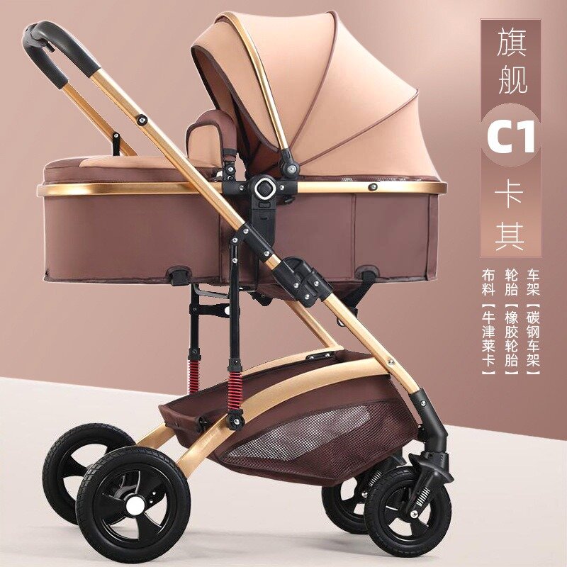 Bebê recém-nascido High View Stroller, Pode sentar e dobrável, Two-Way Shock Absorber, Carrinho de criança, Misto, Atacado, 2024