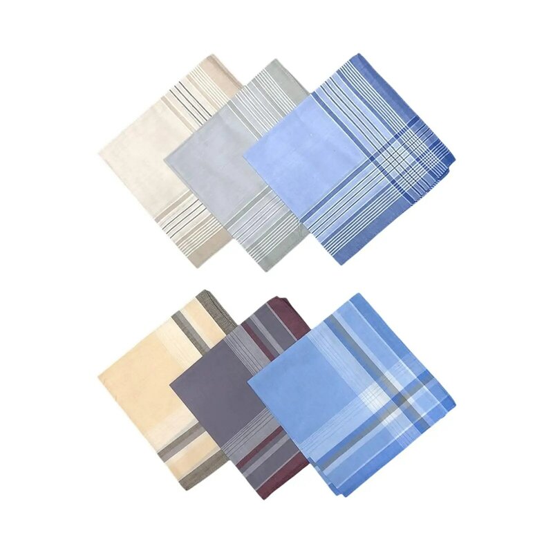Cotton Men's Handkerchiefs Hankies Plaid Assorted Color Towel Pocket Square for Weddings Grooms Party Father