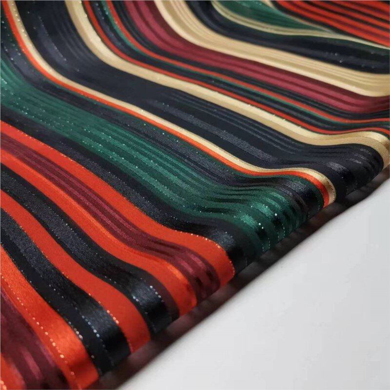 Rok sifon cantik sutra cerah garis warna-warni dekorasi kain poliester