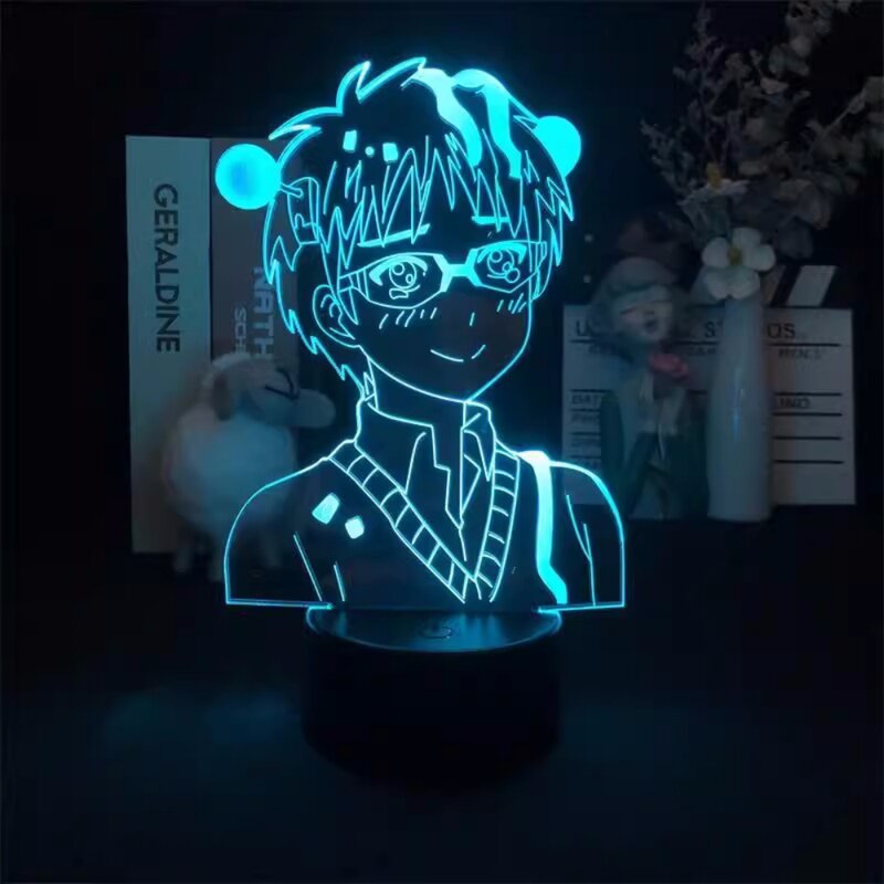 Saiki Kusuo 3D Night Light Hot Anime Nightlight Acrylic Table Lamp 3/7/16 Colors USB Bedside Lamp Room Decor for Children Gifts