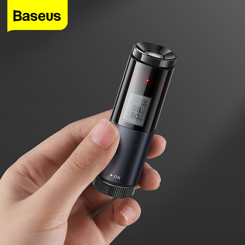 Baseus Penguji Alkohol Otomatis Penguji Nafas Profesional Tampilan LED Portabel USB Isi Ulang Alat Uji Alkohol Breathalyzer