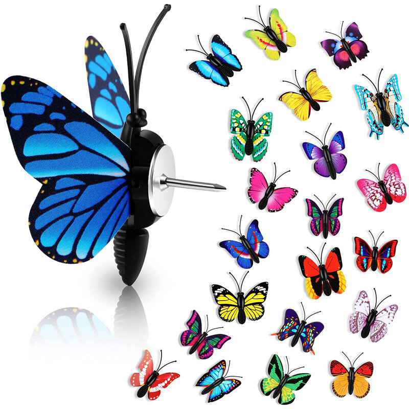 カラフルな蝶のサムタックの装飾、プッシュピン、かわいい画鋲、写真コルクボード、掲示板、家の壁の装飾、30個