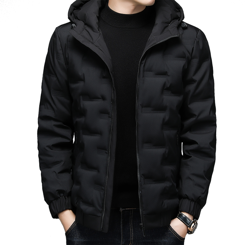 2023 가을/겨울 신상 남성용 짧은 후드 오리털 재킷 코트 순색 패딩은 보온 패딩을 두껍게 한다