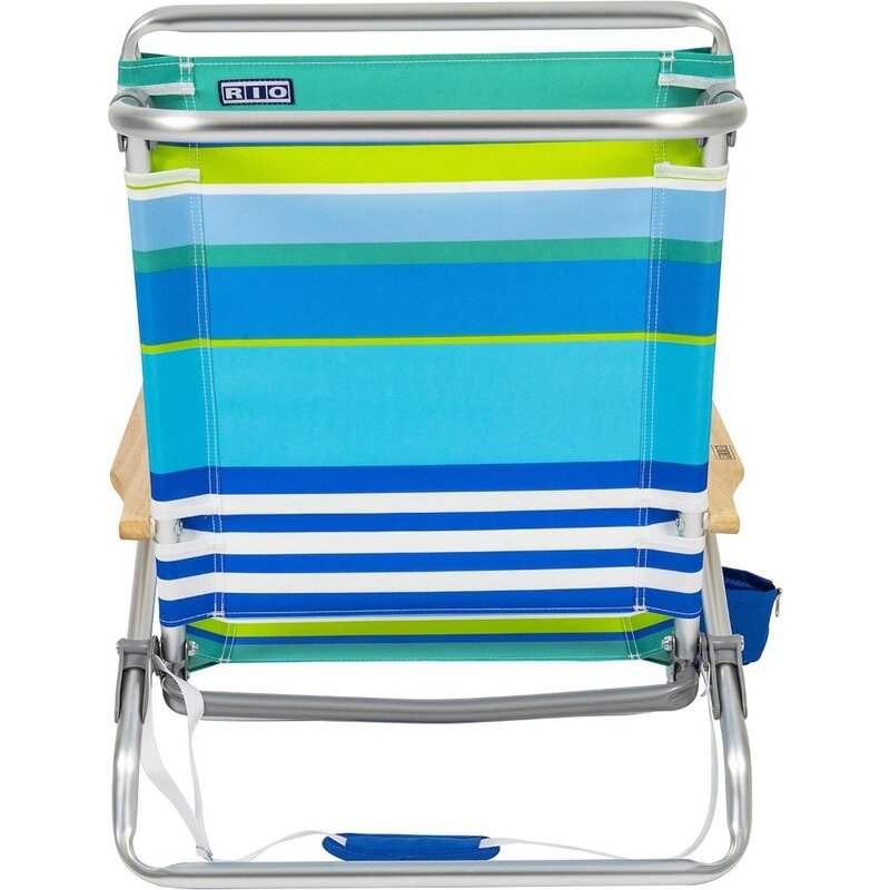 Silla de playa plegable clásica, sillón plano de 5 posiciones, 30,8 "x 24,75" x 29,5 ", rayas azules frías, rosa/blanco/Beige/negro
