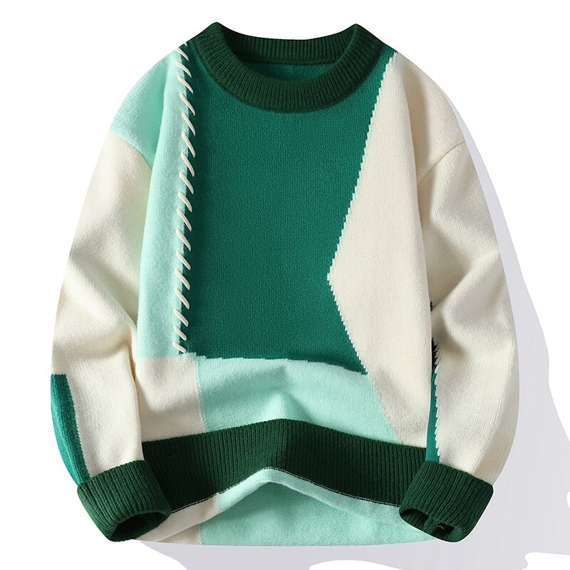 Męski koreański sweter jesienno-zimowy ciepła dzianina swetry luźne bluzy w stylu Casual sweter z dzianiny odzież męska Streetwear