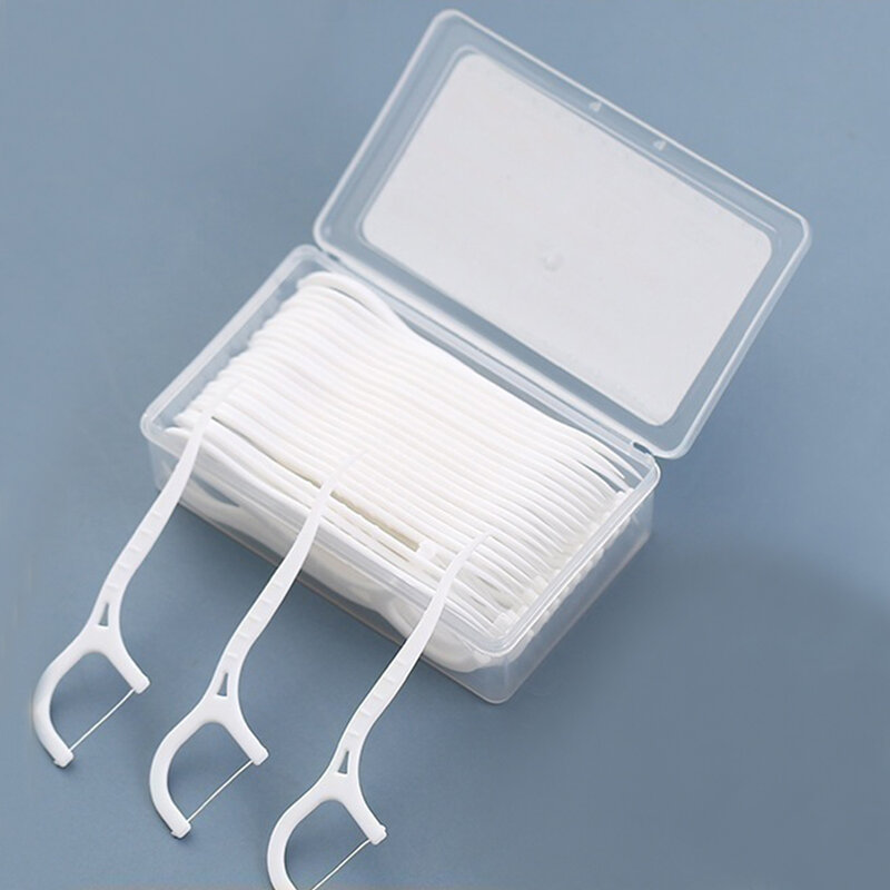 New 50pcs Dental Toothpicks Disposable Dental Floss With Handle Teeth Cleaning Tools Portable Oral Hygiene Care Supplies
