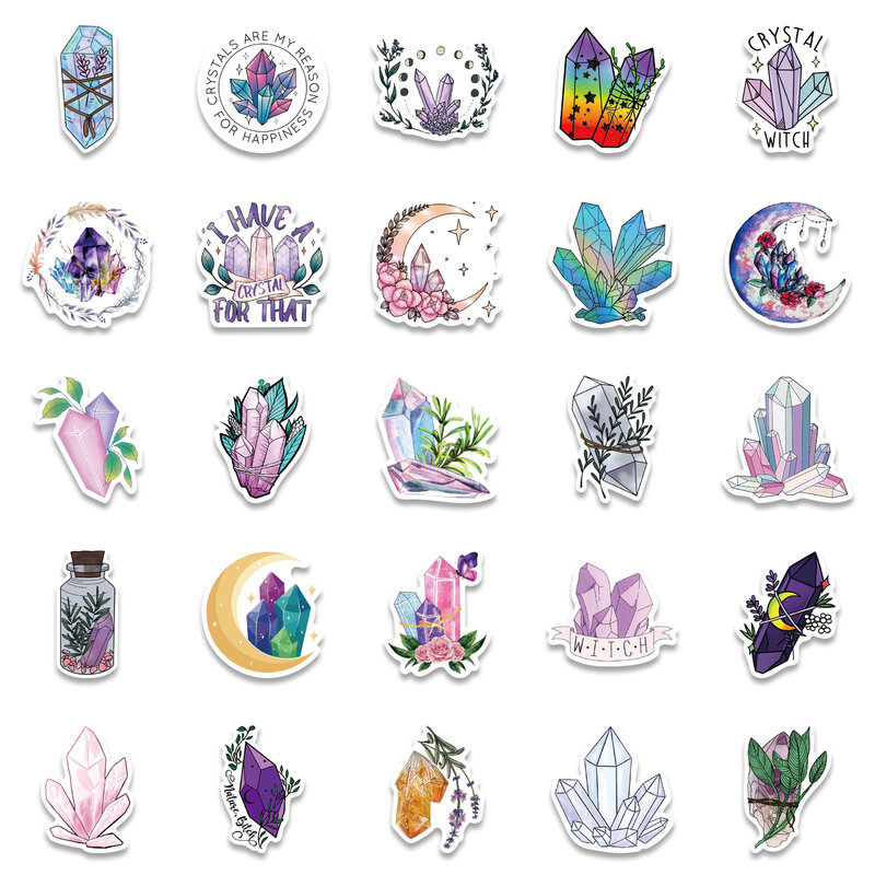 Pegatinas de cristal de estilo bohemio de dibujos animados para niñas, pegatina de graffiti para equipaje, portátil, motocicleta, bricolaje, 10/50 piezas