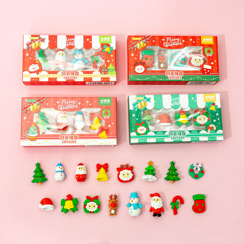 1Set Christmas Erasers for Kids Snowman Mini Erasers Stationery Erasers Set For Christmas Gift Cute Stationeries Goodie Bag Fill