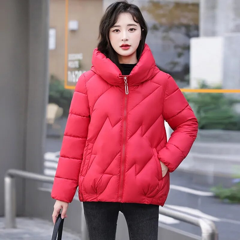 Winter Jacket Women 2023 New Short Korean Hooded Down Cotton Coat Female Parkas Thick Warm Cotton-Padded Coat Outwear Ladies