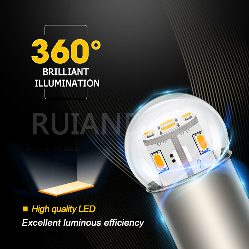 Ruiandsion-bombilla LED de marcha atrás para coche, lámpara de estacionamiento, luces de freno automáticas, 1156 P21W BA15S 1157 BAY15D BA15D 6V 12V 24V 48V