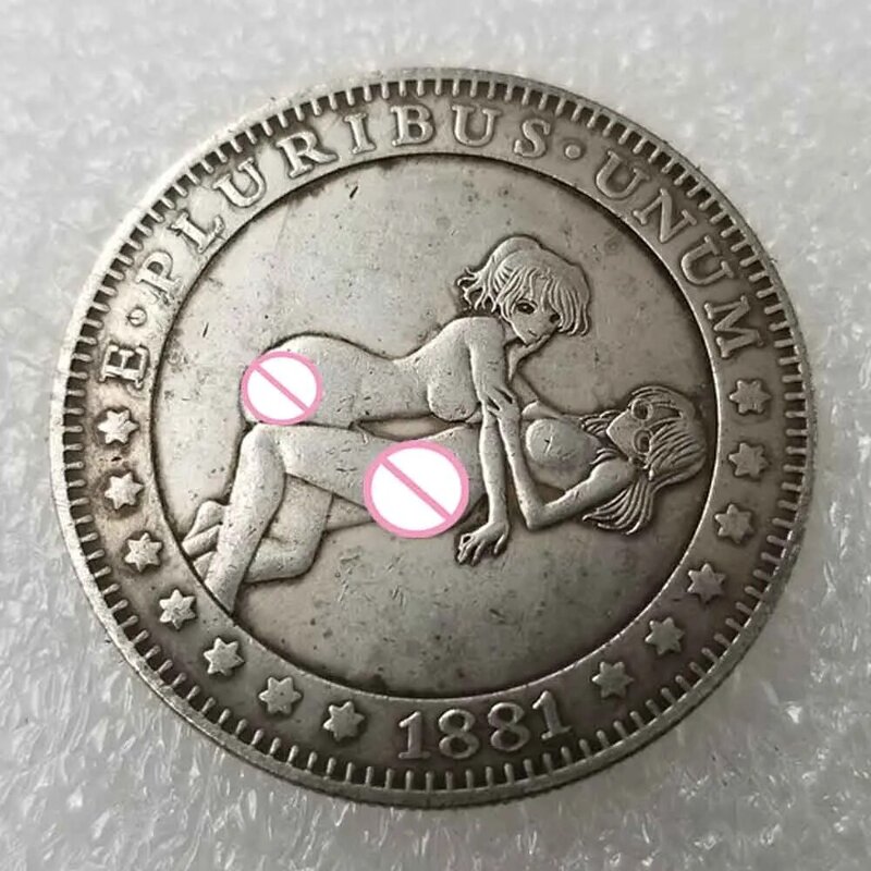 Romantic Good Luck Girl 3D Art Coins Memorial US Couple Coin Party Pocket Funny Coin Commemorative Lucky Coin+Gift Bag