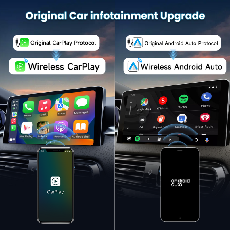 CarlinKit-adaptador inalámbrico para Radio de coche, Dongle portátil con cable, CarPlay, Android Auto, OEM, 5,0