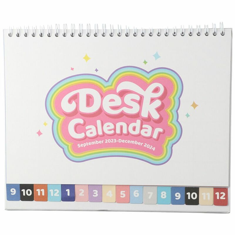 2023.9-2024.12 Small Desktop Calendar with Index Monthly Design Standing Daily Flip Daily Agenda Schedul