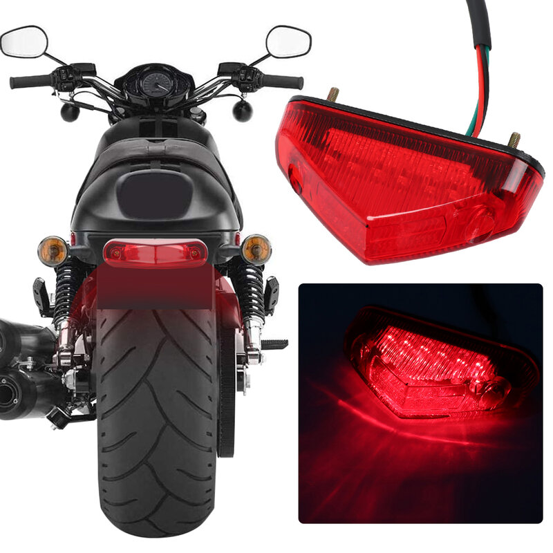 범용 오토바이 테일 라이트 리어 브레이크 경고 LED 조명, 오토바이 오토바이용 장비 부품 액세서리, 12V