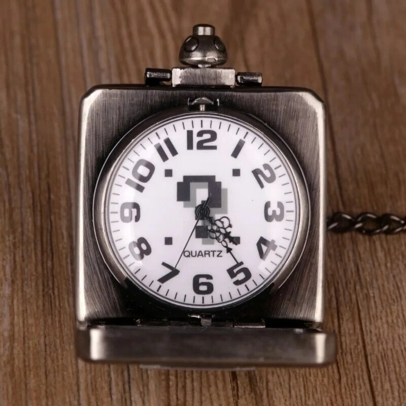Reloj de bolsillo con diseño de signo de interrogación creativo personalizado, reloj colgante Vintage Steampunk cuadrado, regalos para estudiantes, relojes Fob