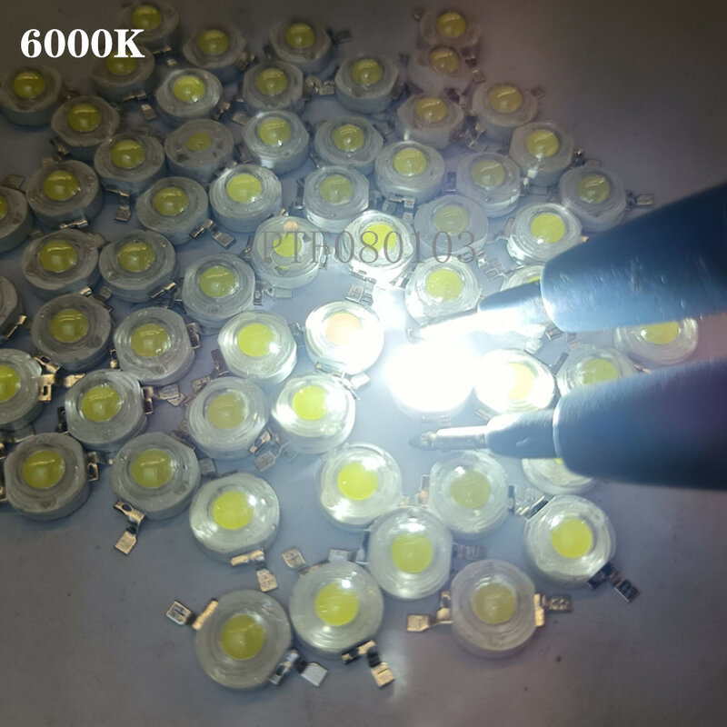 Lâmpadas de led de alta potência, 50 peças, 1w, 3w, partes quentes, 30mil, 45mil chips, luzes de luz alta