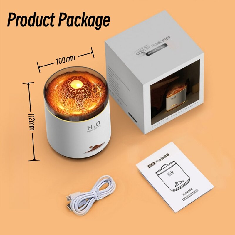 Difusor de Aroma de llama simulada, humidificador de aire de aceite esencial con lámpara de color, nebulizador ultrasónico USB tipo C, 350ml