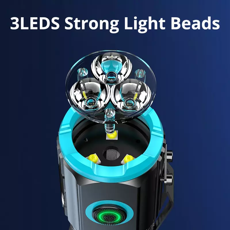 FLSTAR FIRE Strong Light 3 LED torcia USB ricaricabile batteria incorporata lanterna impermeabile con Clip per penna e magnete posteriore