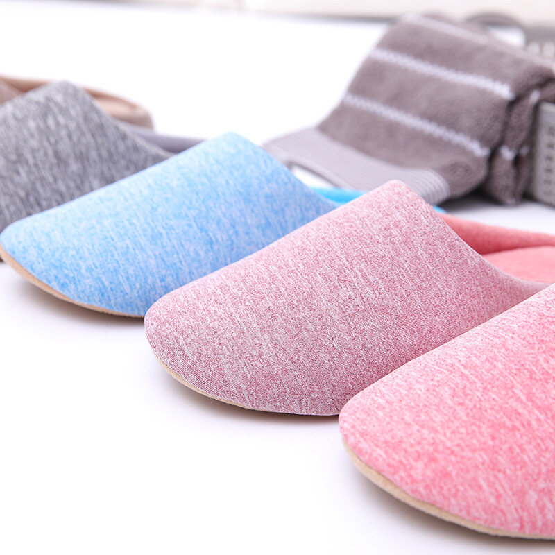 여성용 부드러운 가정용 면 슬리퍼, 겨울 실내 가벼운 편안한 바닥 신발, 무소음 슬라이드, 침실 일본 스타일