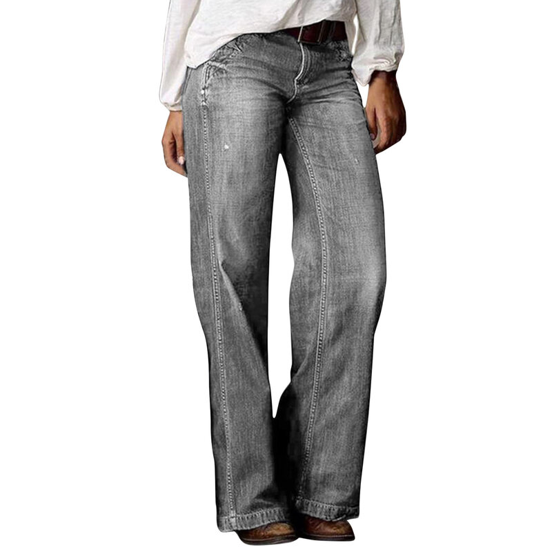 Dżinsy damskie wiosna/lato nowa gorąca sprzedaży moda na co dzień spodnie damskie proste nogawki dżinsy z szeroką nogawką odzież wierzchnia z wysokim stanem 2024