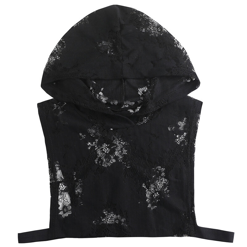 New Lace Floral Hollow Women Fake Collar with Hoodie Cap Autumn Ladies Half-Shirts Sweater Decorative Clothes Accessories