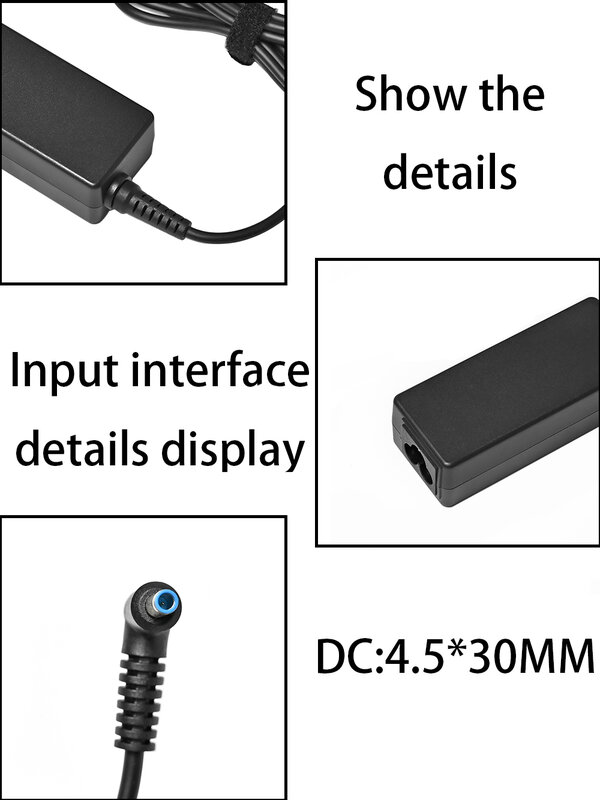 Chargeur adaptateur secteur pour ordinateur portable, 19.5V, 4.5 A, 3.0x741727mm, 45W, HP Stream X360, 11, 13, 14 Searies, 740015-001,-001, Tpn-Q155
