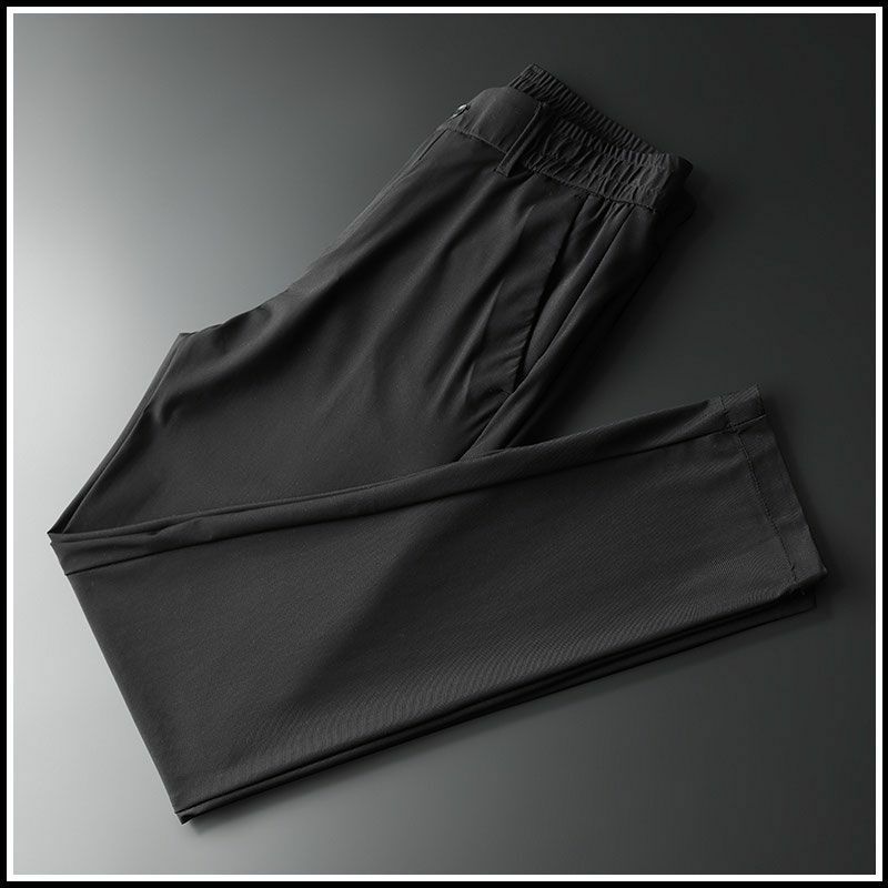 Pantalones rectos ajustados para hombre, pantalón de Color liso con cremallera y botones, para negocios y ocio, a la moda, novedad de verano 2024
