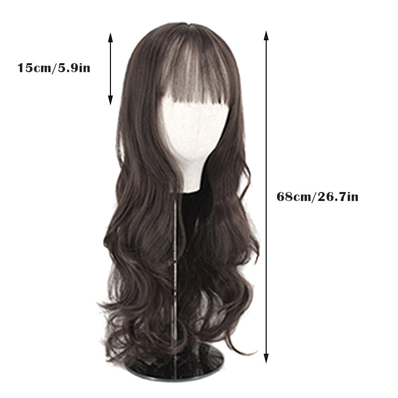 Modne długie kręcone peruka syntetyczna codziennego użytku peruki z grzywką dla kobiet odporne na ciepło włókna Cosplay na imprezę Lolita naturalne włosy