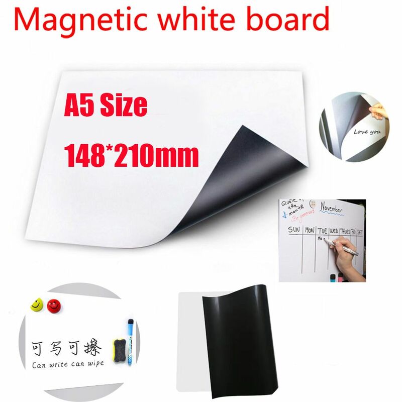 Placas brancas magnéticas para geladeira, escritório e cozinha, tamanho A5