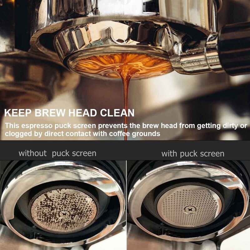 Ekran Puck 51/53.3/58mm kosz filtr do kawy 150μm niższy ekran odporny na ciepło siatka Portafilter profesjonalnego przygotowania kawy robienia Espresso