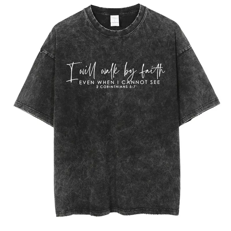 Koszula wiary chrześcijańska koszulka biblijna werset z grafiką koszulki chrześcijańskie stroje estetyczne prezenty religijne L
