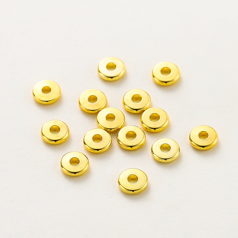 14K/18K Gold Plated 10-30Pcs 3/4/5/6/8mm Spacer Beads for DIY Necklace Bracelet Jewelry Making Supplies Accessories Wholesale