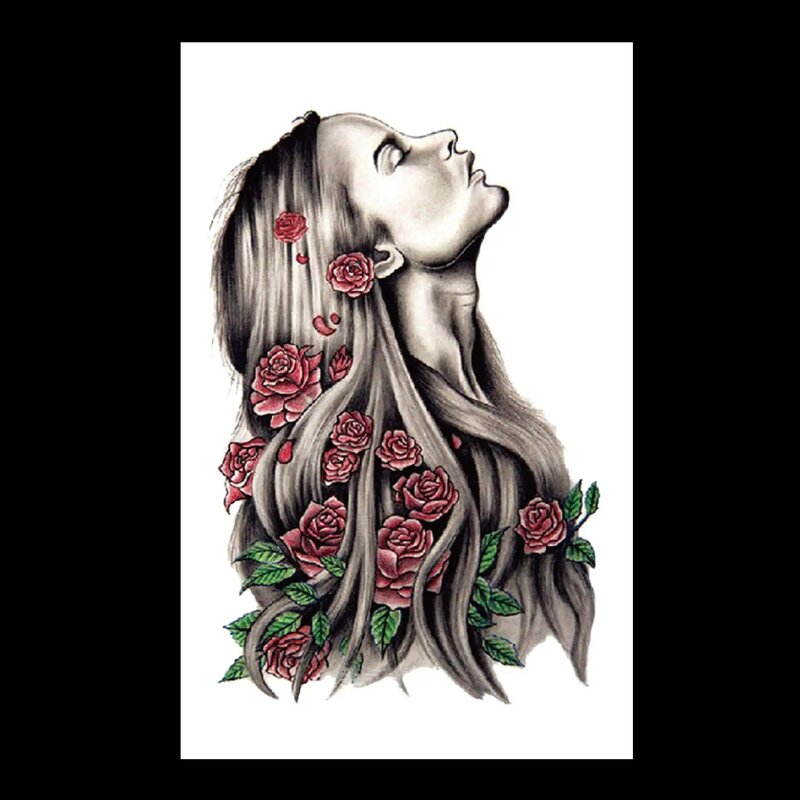 Pegatinas de tatuaje impermeables para fiesta, patrón de avatar temporal de belleza de arbusto de flores de viento Retro, pegatinas de tatuaje de avatar