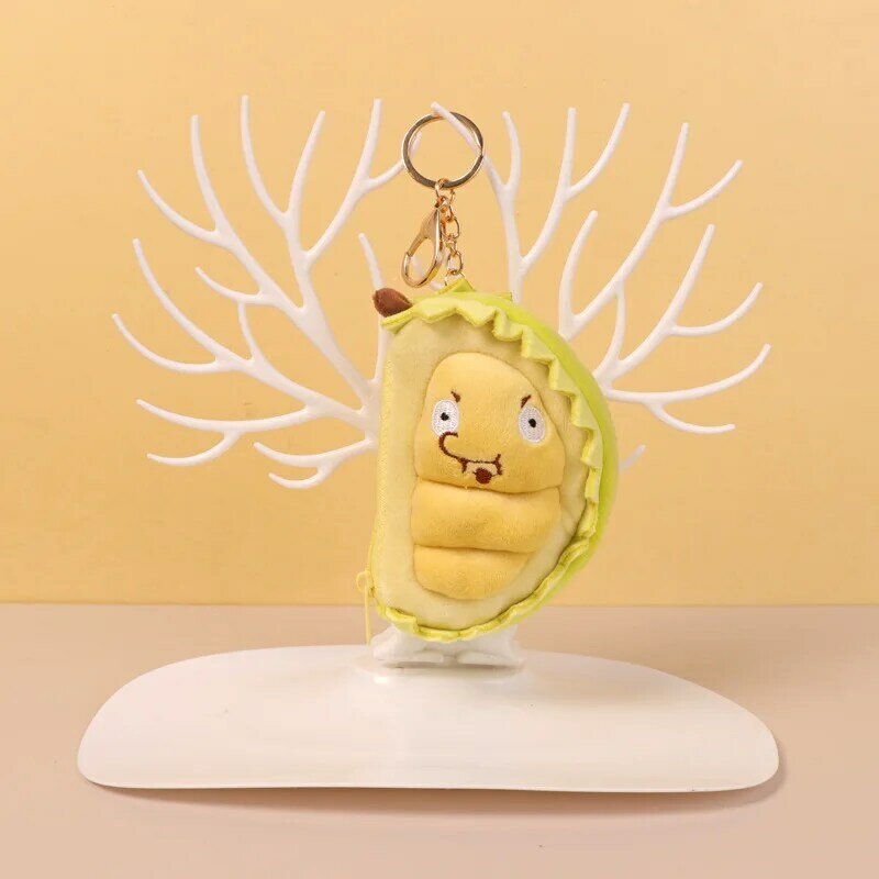 13cm Creative Kawaii Cute Fruit Durian Plush Coin Purse Pendant Kids Girl Cartoon Wallet Bag Car Keychain Accessories Fun Gifts