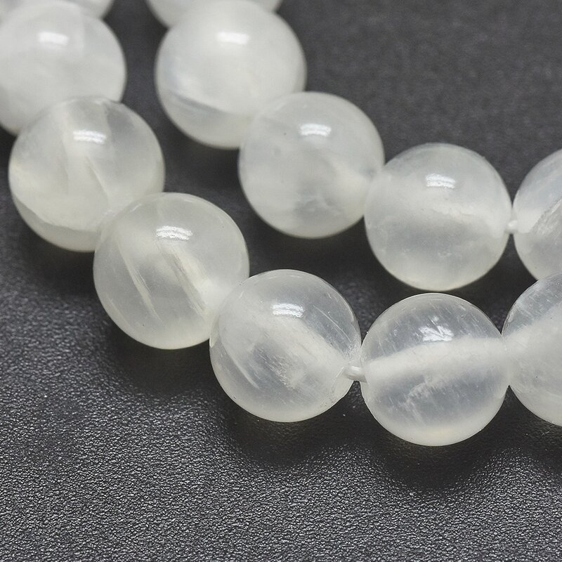 Perline rotonde in pietra naturale Selenite bianca perline allentate trasparenti per la creazione di gioielli braccialetto fai da te collana filo 4/6/8/10/12mm