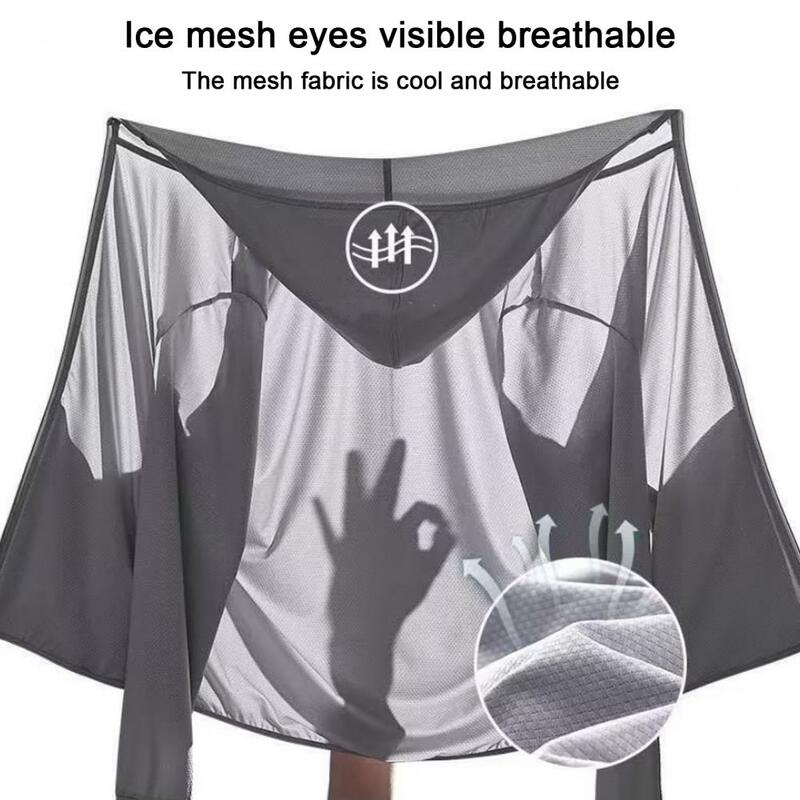 Męska lodowy jedwab bluza z kapturem odzież chroniąca przed słońcem kapturem z długim rękawem i płaszcz ochronny przeciwsłoneczną z oddychającą siatką na szybkie