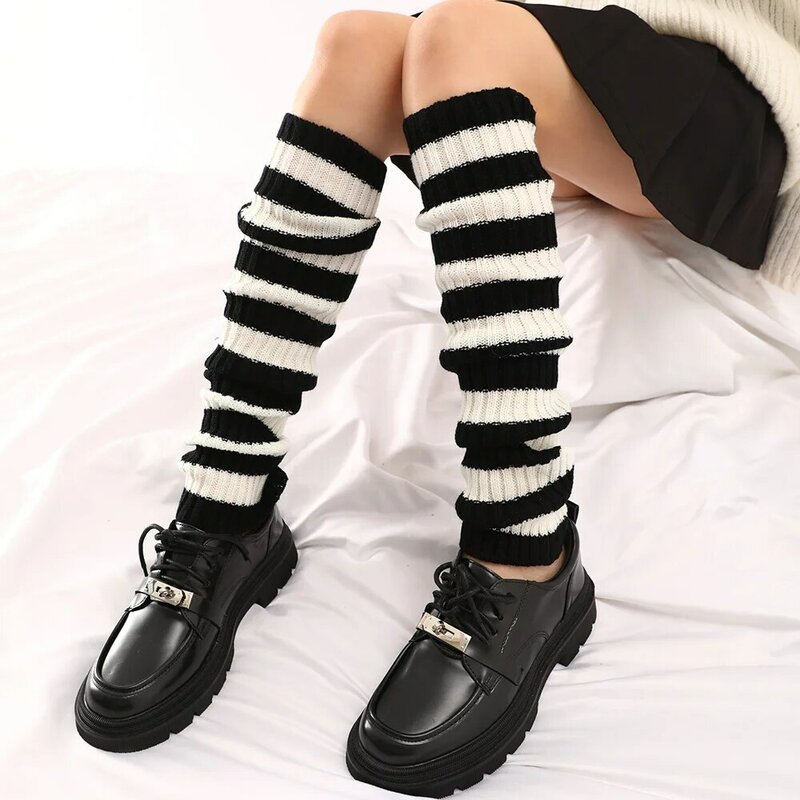 Women Japanese Lolita Sweet Leg Warmers Girls Autumn Winter Punk Stripped Long Socks Cosplay Leggings Foot Cover Dropship