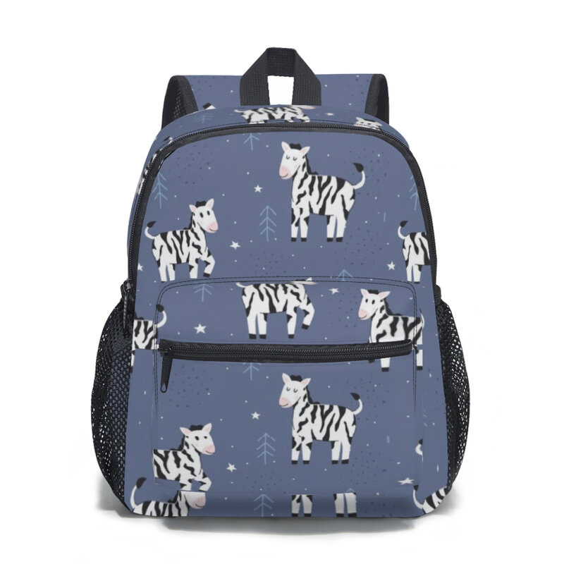 Mochila com padrão zebra para crianças, mochila escolar para meninos e meninas de 2 a 5 anos
