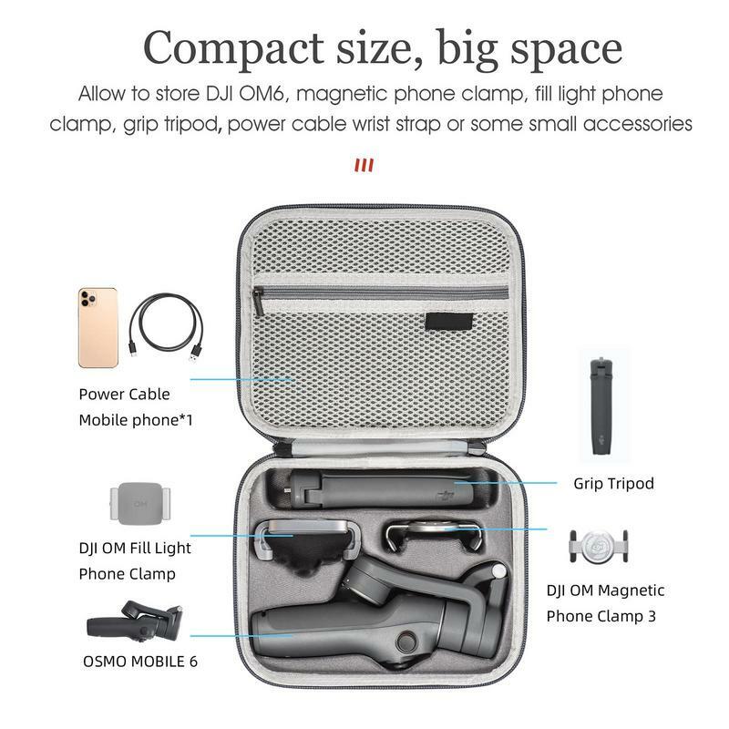 กระเป๋าสำหรับ DJI OM 6เคสพกพาสีเทาทนทานกระเป๋าแบบพกพาสำหรับ DJI OM6 Osmo Mobile 6ขากล้องมือถืออุปกรณ์เสริม